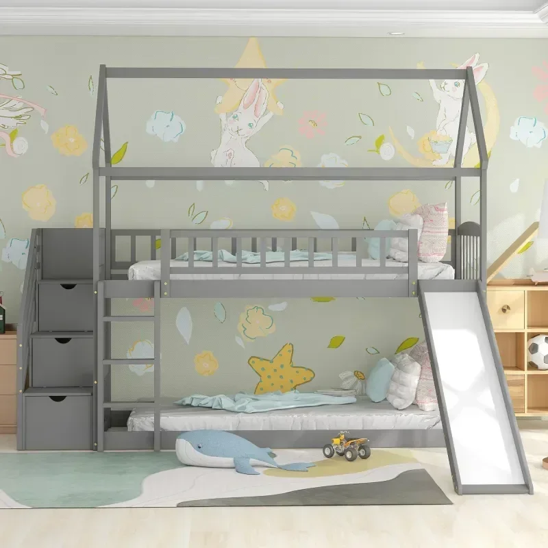 Bunk Bed With Stairs And Slide - Letto a castello per bambini in