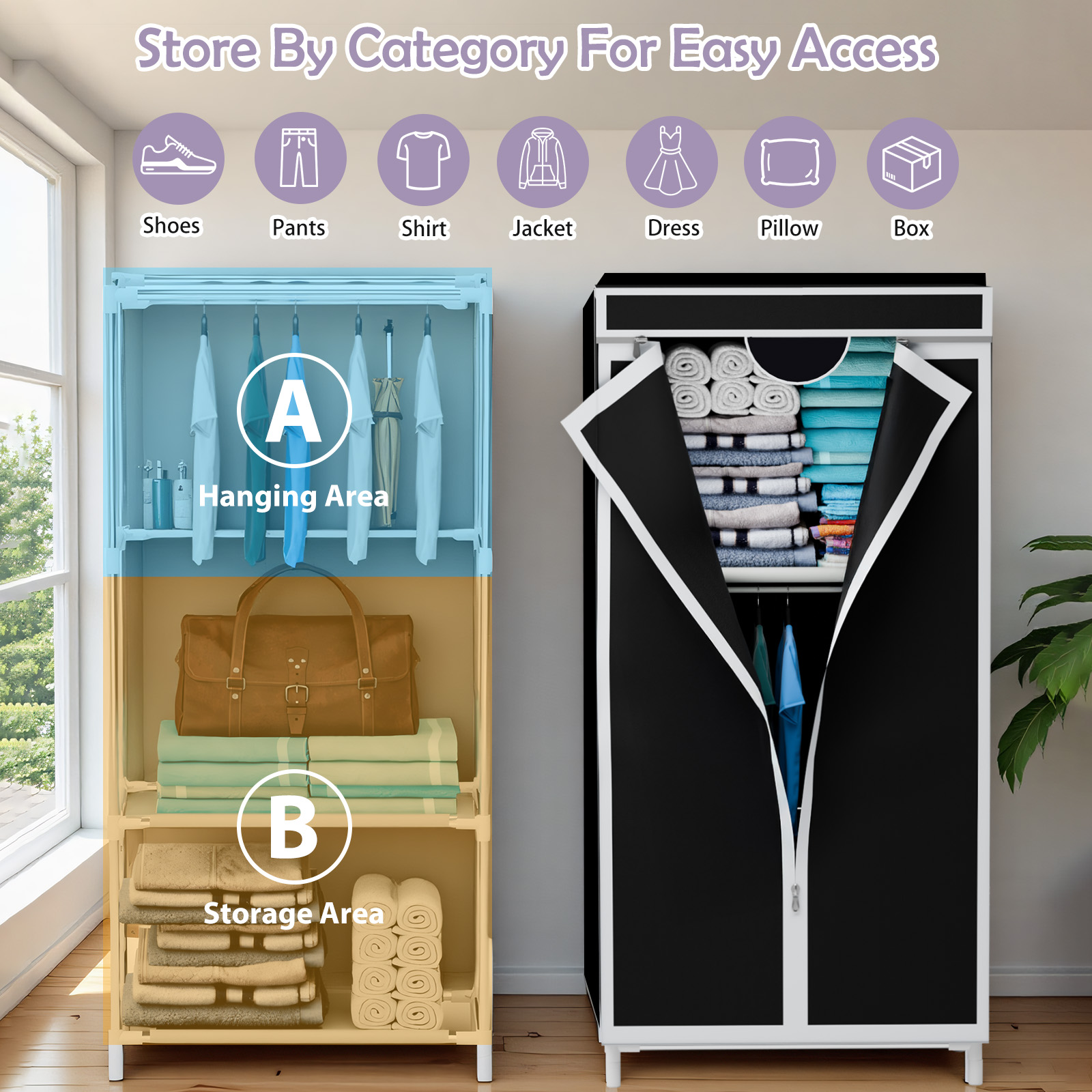 Armadio Portatile in Tessuto c - Wardrobe Closet Portable Fabric Cover recensione e prezzo