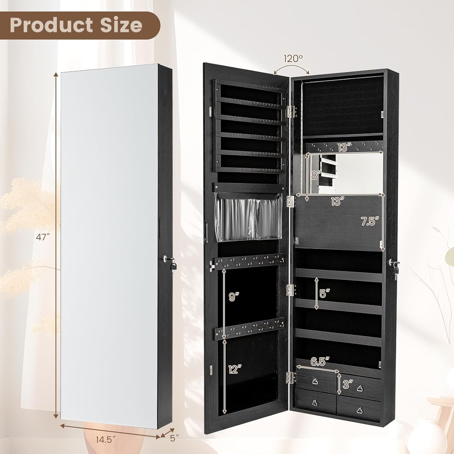 Armadio per gioielli con illum - Full Length Mirror Jewelry Armoire recensione e prezzo