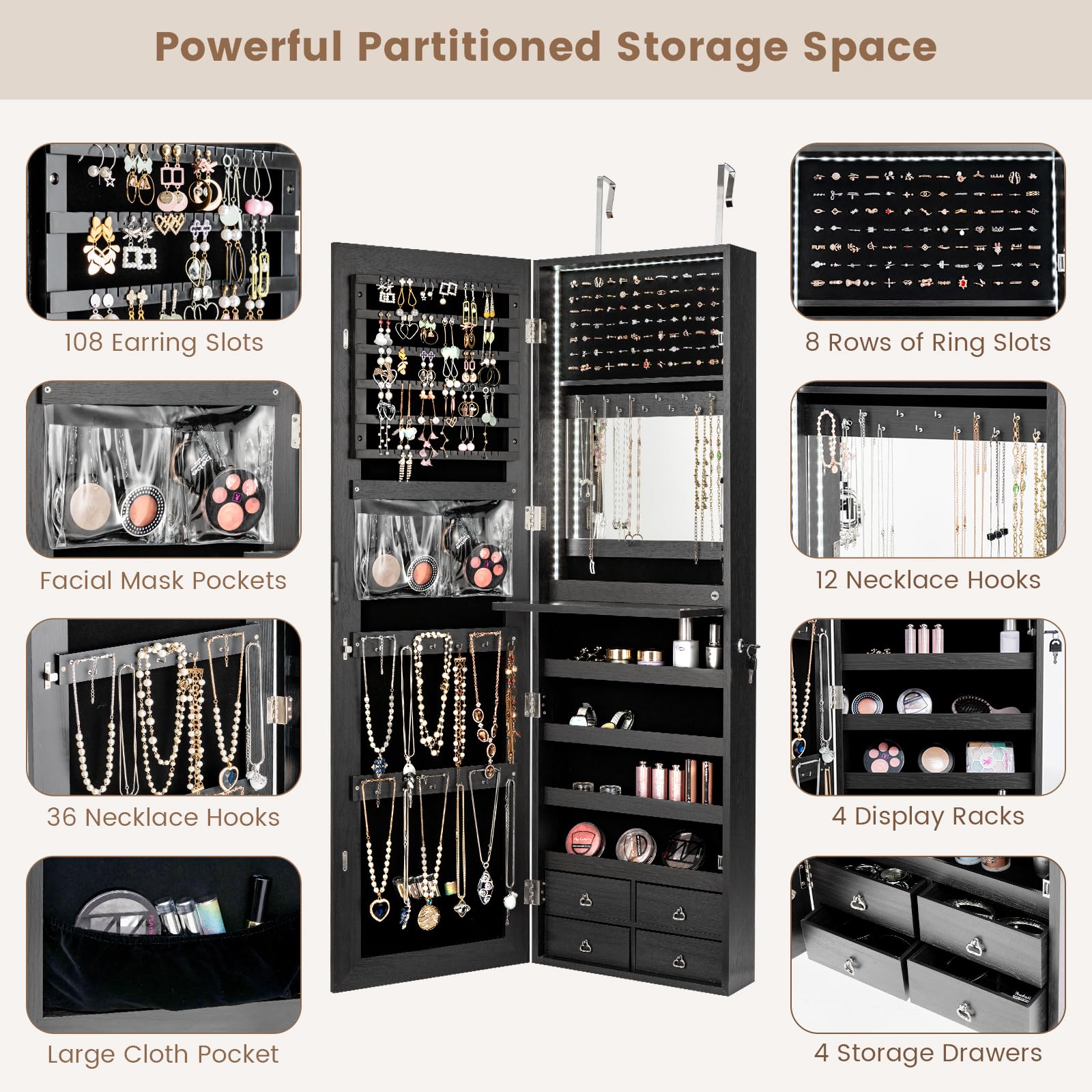 Armadio per gioielli con illum - Full Length Mirror Jewelry Armoire recensione e prezzo