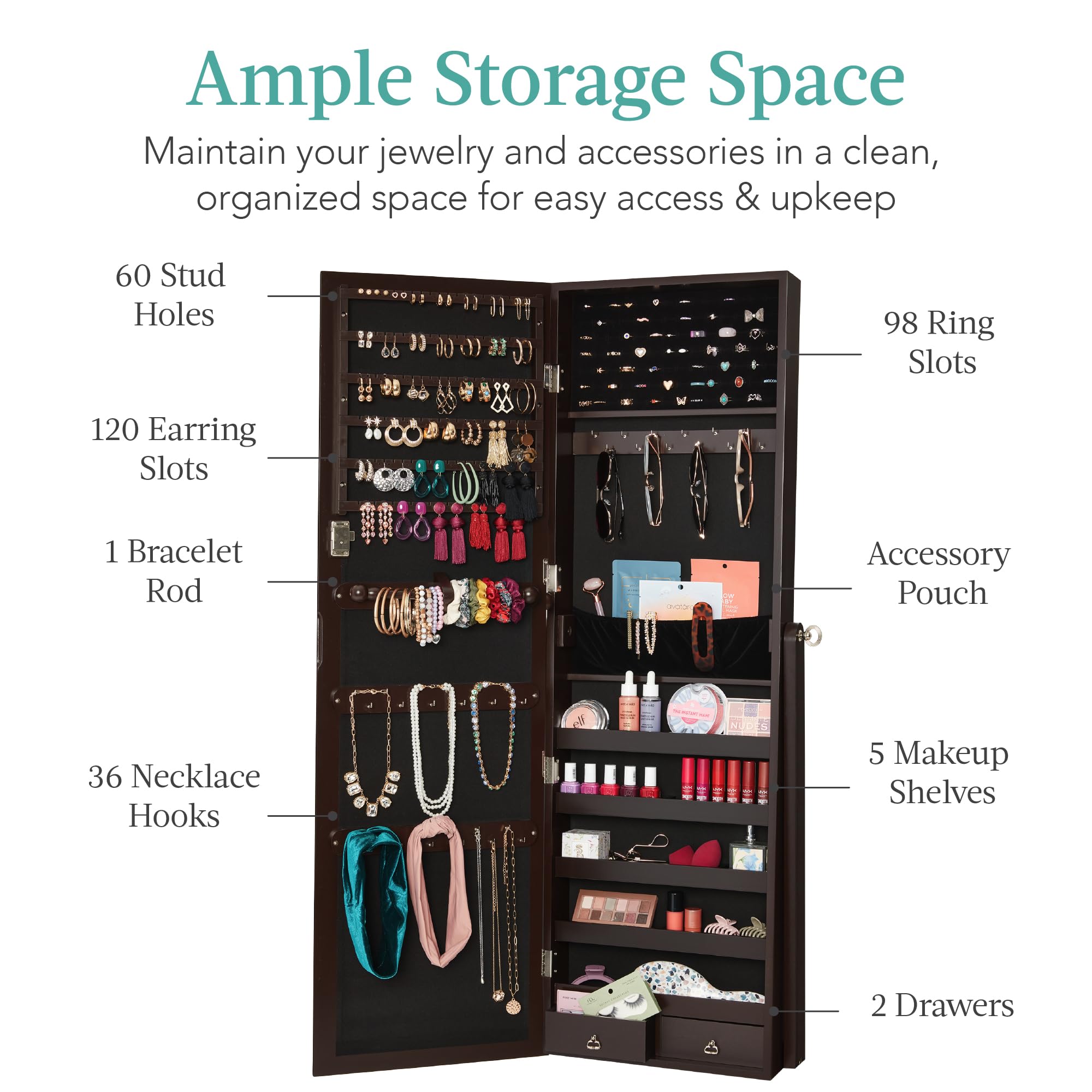 Mobile portaoggetti per gioiel - Full Length Mirror Jewelry Armoire recensione e prezzo